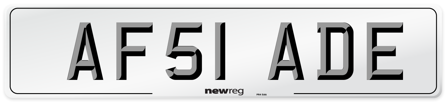 AF51 ADE Number Plate from New Reg